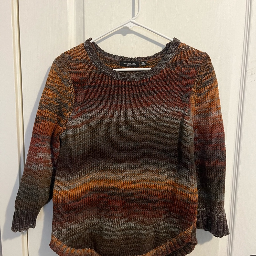 Notations Orange and Purple Crew Neck Sweater